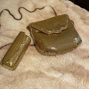 Sequence gold bag with matching lipstick case